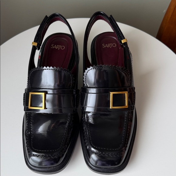 SARTO By Franco Sarto Shoes - Sarto by Franco Sarto Gianna slingback loafers patent leather gold-tone hardware